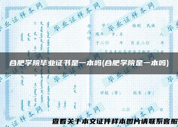 合肥学院毕业证书是一本吗(合肥学院是一本吗)