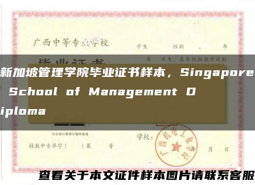 新加坡管理学院毕业证书样本，Singapore School of Management Diploma