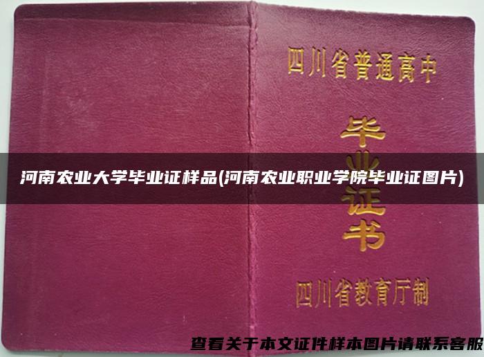 河南农业大学毕业证样品(河南农业职业学院毕业证图片)