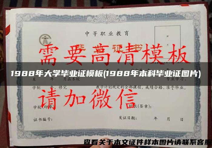1988年大学毕业证模板(1988年本科毕业证图片)