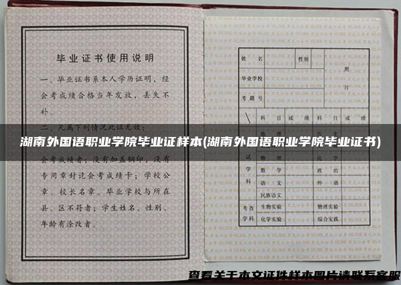 湖南外国语职业学院毕业证样本(湖南外国语职业学院毕业证书)