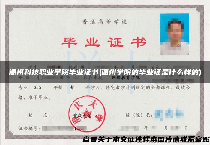 德州科技职业学院毕业证书(德州学院的毕业证是什么样的)