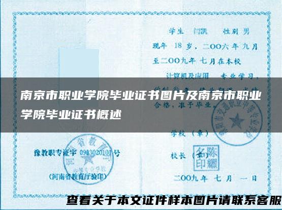南京市职业学院毕业证书图片及南京市职业学院毕业证书概述