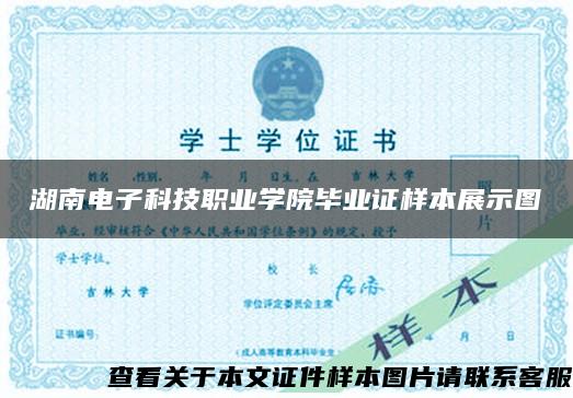 湖南电子科技职业学院毕业证样本展示图