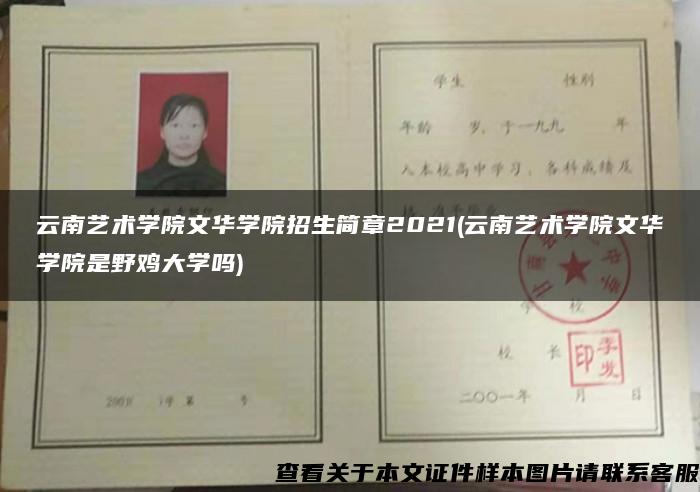 云南艺术学院文华学院招生简章2021(云南艺术学院文华学院是野鸡大学吗)