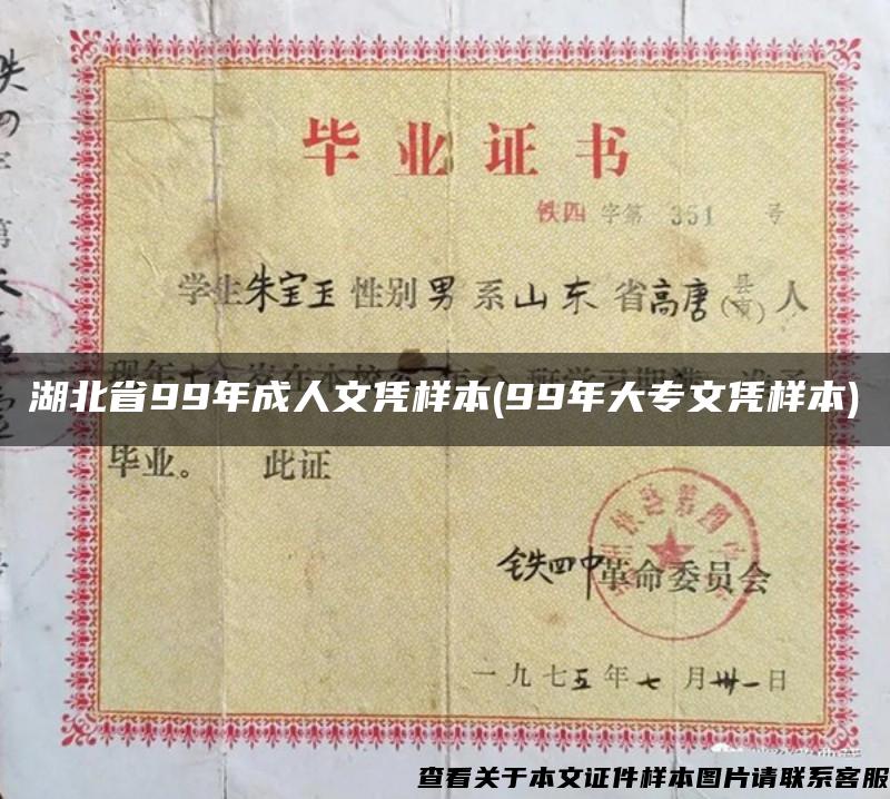 湖北省99年成人文凭样本(99年大专文凭样本)