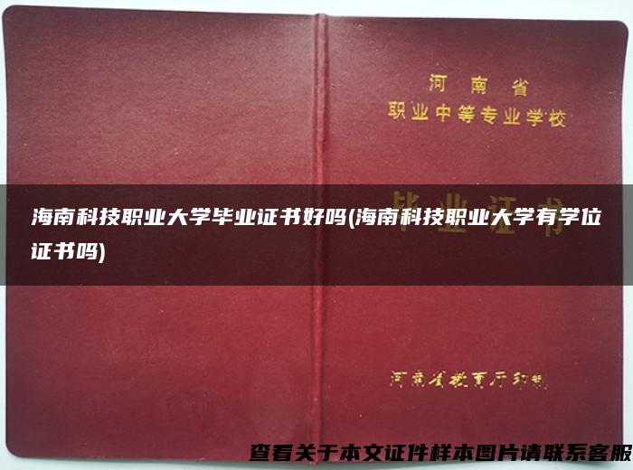 海南科技职业大学毕业证书好吗(海南科技职业大学有学位证书吗)