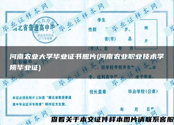 河南农业大学毕业证书照片(河南农业职业技术学院毕业证)
