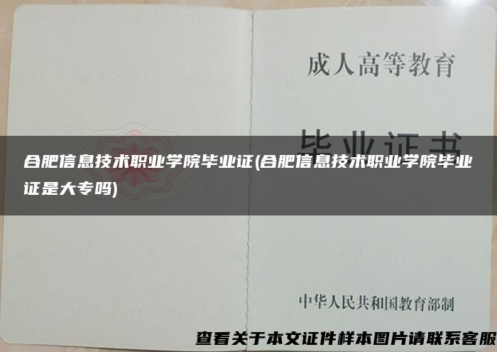 合肥信息技术职业学院毕业证(合肥信息技术职业学院毕业证是大专吗)