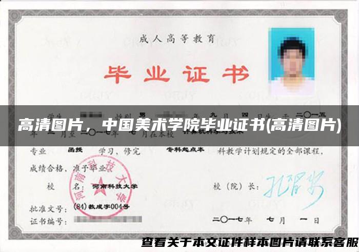 高清图片，中国美术学院毕业证书(高清图片)