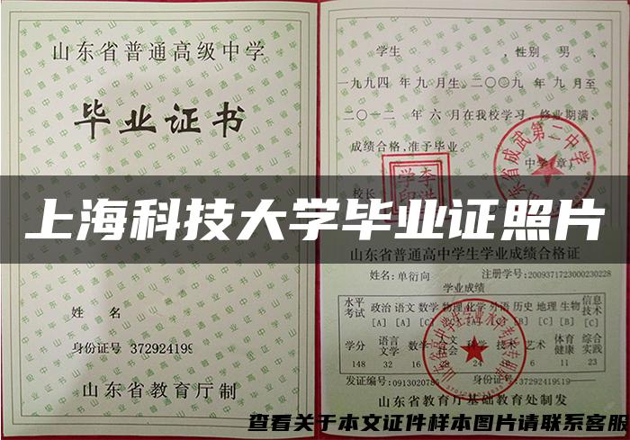 上海科技大学毕业证照片