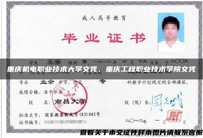 重庆机电职业技术大学文凭、重庆工程职业技术学院文凭