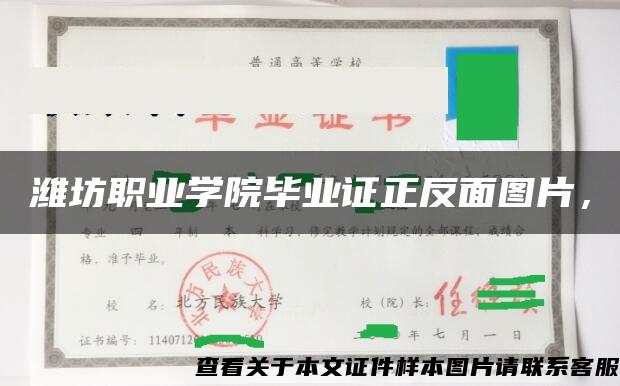 潍坊职业学院毕业证正反面图片，