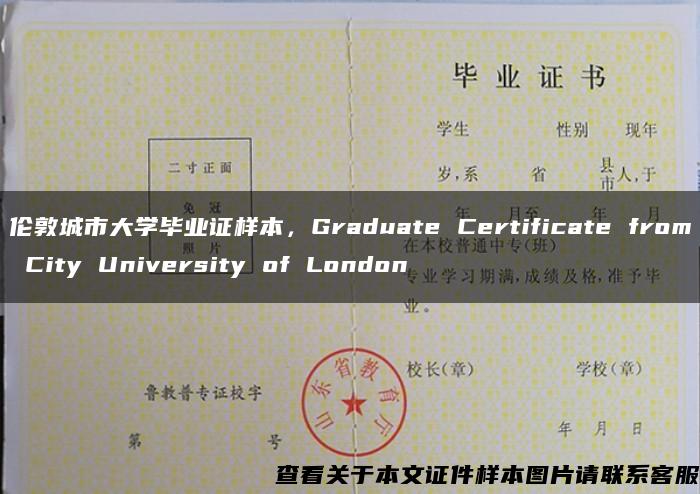 伦敦城市大学毕业证样本，Graduate Certificate from City University of London