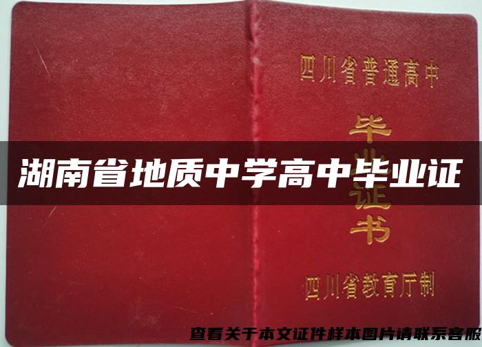湖南省地质中学高中毕业证
