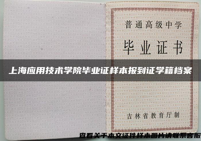 上海应用技术学院毕业证样本报到证学籍档案