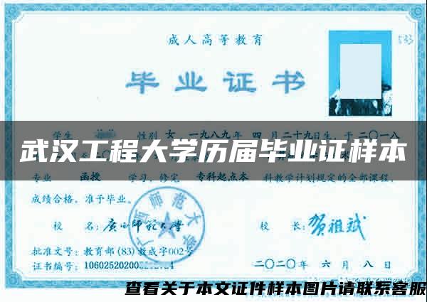武汉工程大学历届毕业证样本