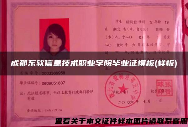 成都东软信息技术职业学院毕业证模板(样板) 成都东软信息技术职业学院毕业证模板(样板)