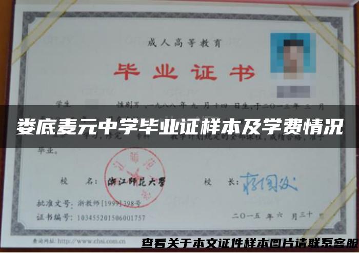娄底麦元中学毕业证样本及学费情况