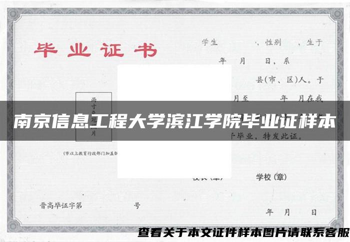 南京信息工程大学滨江学院毕业证样本
