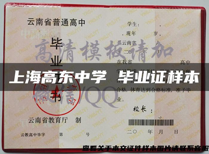上海高东中学 毕业证样本