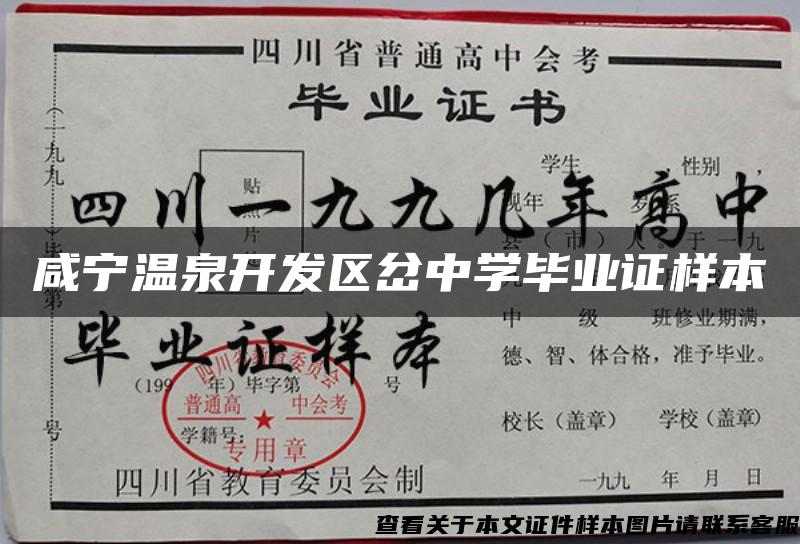 咸宁温泉开发区岔中学毕业证样本