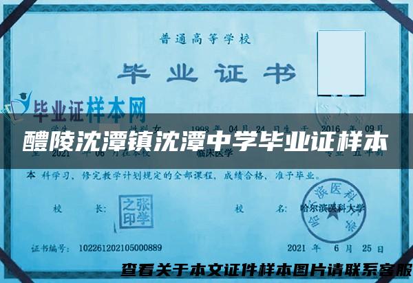 醴陵沈潭镇沈潭中学毕业证样本 醴陵沈潭镇沈潭中学毕业证样本