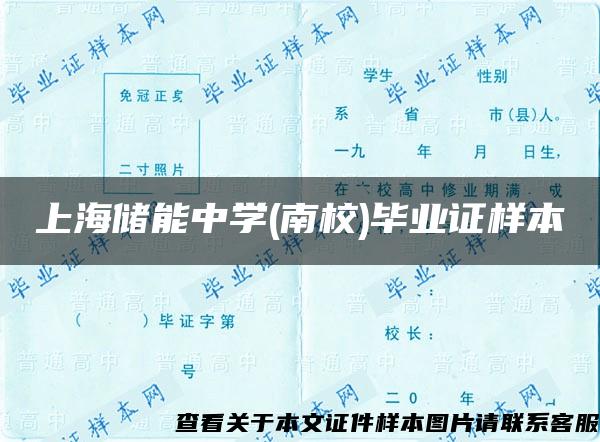 上海储能中学(南校)毕业证样本