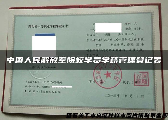 中国人民解放军院校学员学籍管理登记表