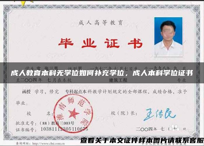 成人教育本科无学位如何补充学位，成人本科学位证书