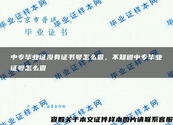 中专毕业证没有证书号怎么查，不知道中专毕业证号怎么查