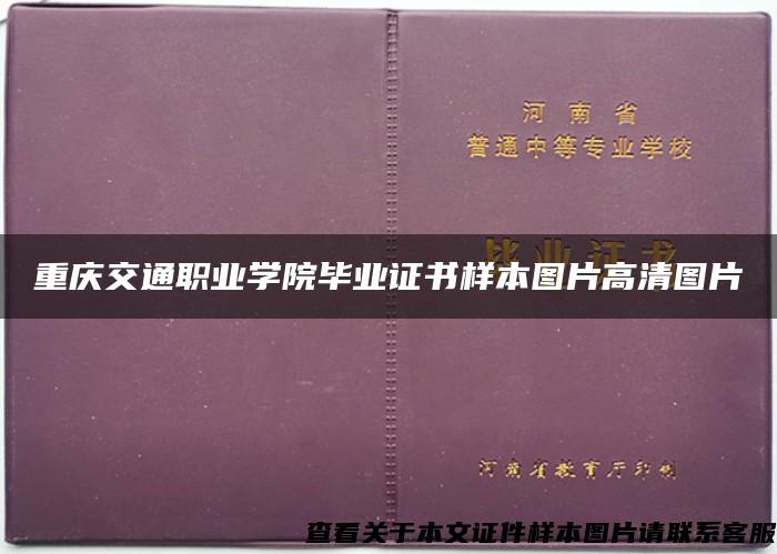 重庆交通职业学院毕业证书样本图片高清图片