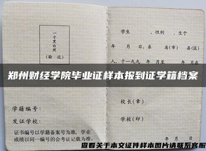郑州财经学院毕业证样本报到证学籍档案