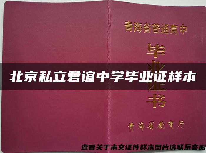 北京私立君谊中学毕业证样本