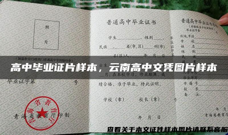 高中毕业证片样本，云南高中文凭图片样本