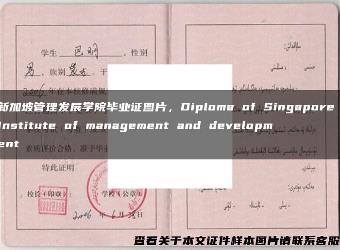 新加坡管理发展学院毕业证图片，Diploma of Singapore Institute of management and development