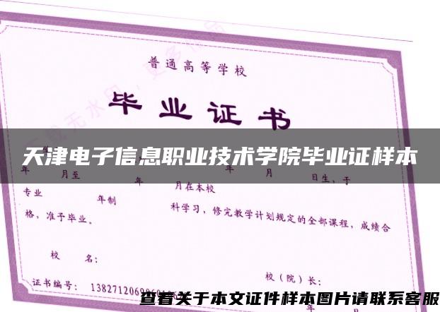 天津电子信息职业技术学院毕业证样本