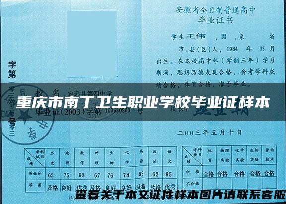 重庆市南丁卫生职业学校毕业证样本