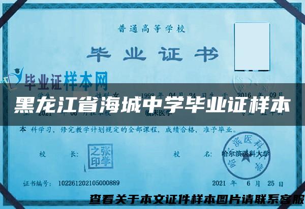 黑龙江省海城中学毕业证样本