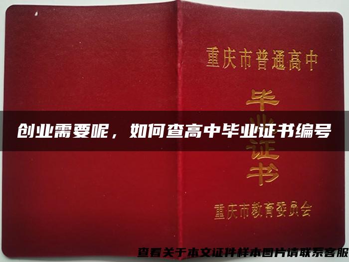 创业需要呢，如何查高中毕业证书编号