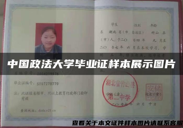 中国政法大学毕业证样本展示图片