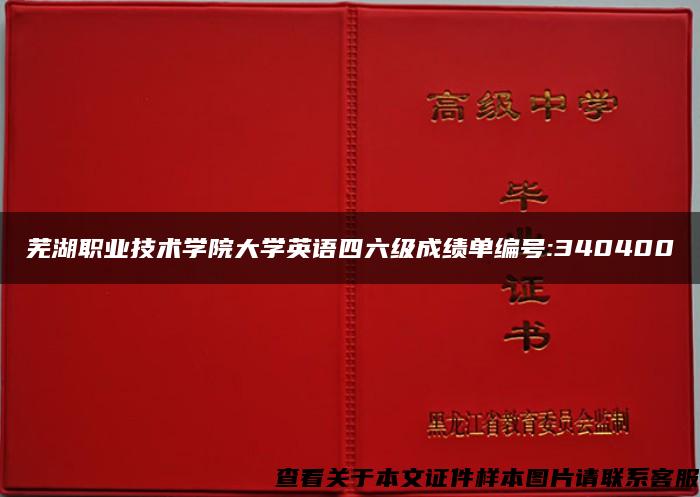 芜湖职业技术学院大学英语四六级成绩单编号:340400