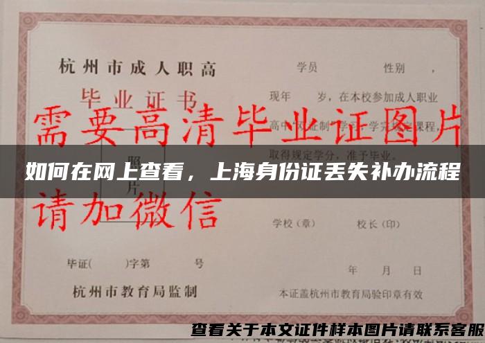 如何在网上查看，上海身份证丢失补办流程