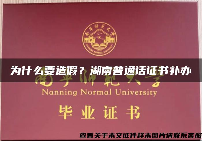 为什么要造假？湖南普通话证书补办