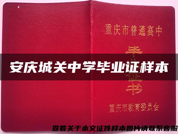 安庆城关中学毕业证样本