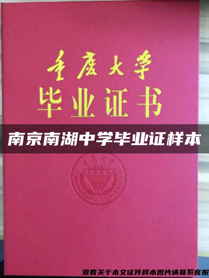 南京南湖中学毕业证样本
