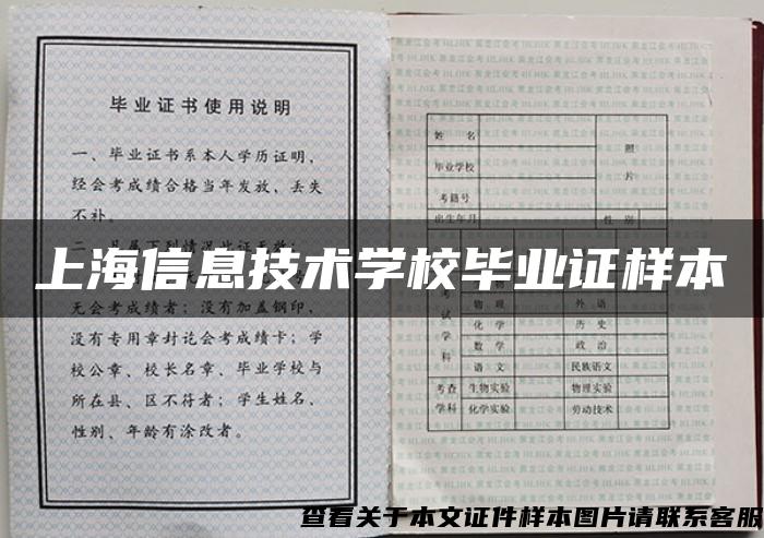 上海信息技术学校毕业证样本