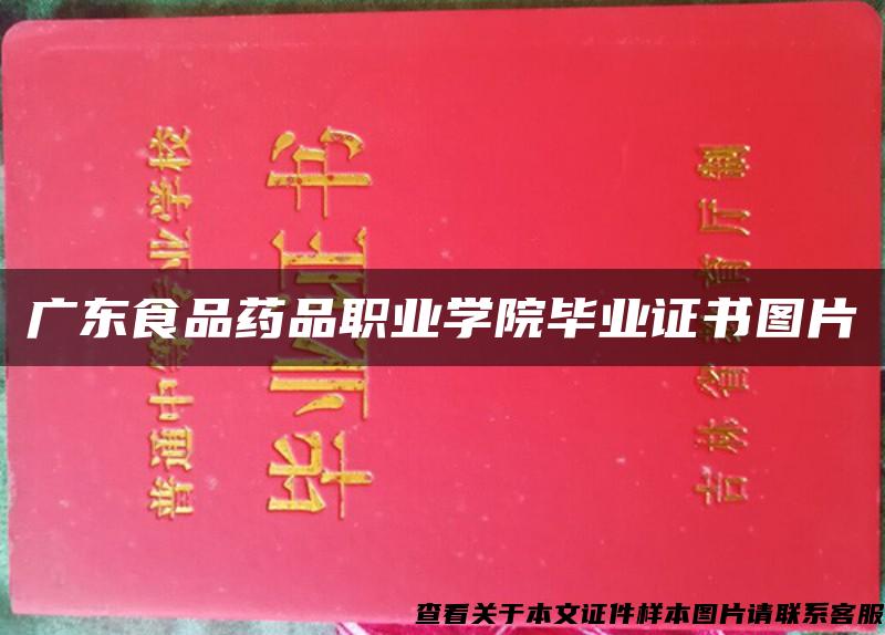 广东食品药品职业学院毕业证书图片