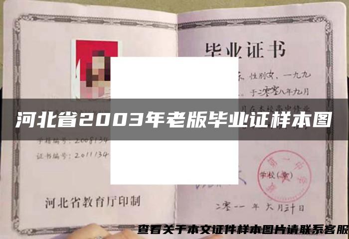 河北省2003年老版毕业证样本图