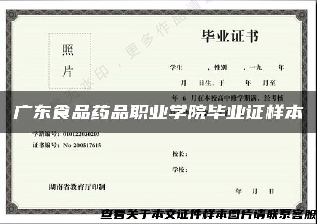 广东食品药品职业学院毕业证样本